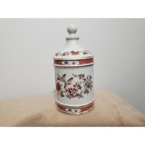 Apothecary Jar & Lid Vista Alegre Magnolia Collection Vintage Porcelain Flask